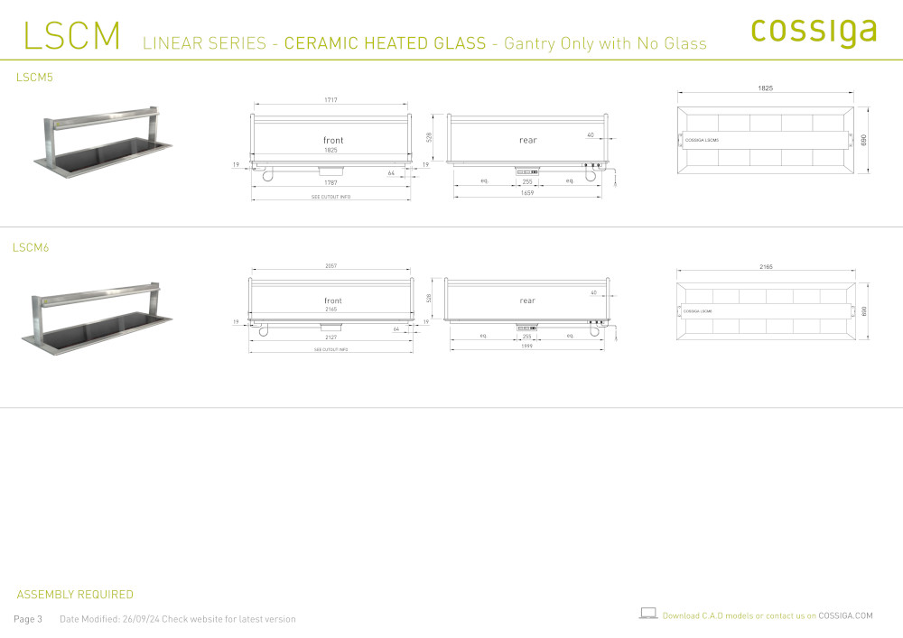 COSSIGA LSCM5 LINEAR CERAMIC HOT PLATE 1875MM - Image 4