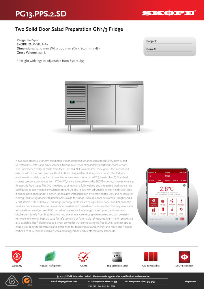 SKOPE PROSPEC 2 DOOR HORIZONTAL PREP FRIDGE - Image 2