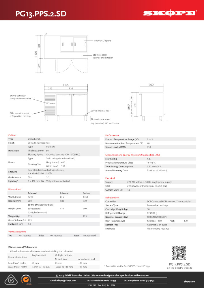 SKOPE PROSPEC 2 DOOR HORIZONTAL PREP FRIDGE - Image 3