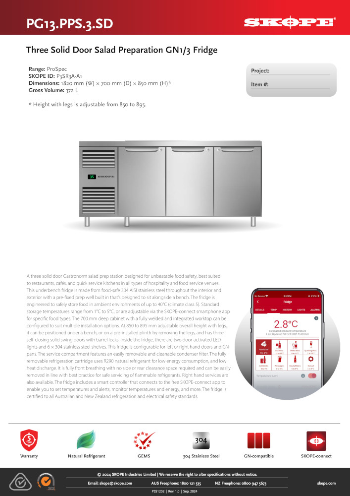 SKOPE PROSPEC 3 DOOR HORIZONTAL PREP FRIDGE - Image 2