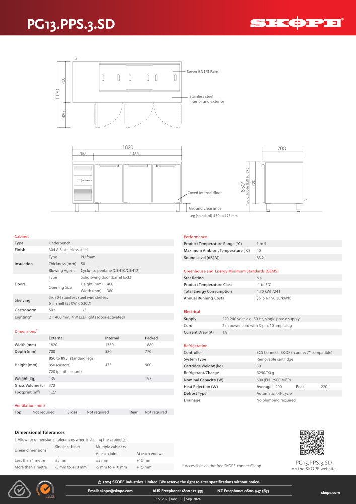 SKOPE PROSPEC 3 DOOR HORIZONTAL PREP FRIDGE - Image 3