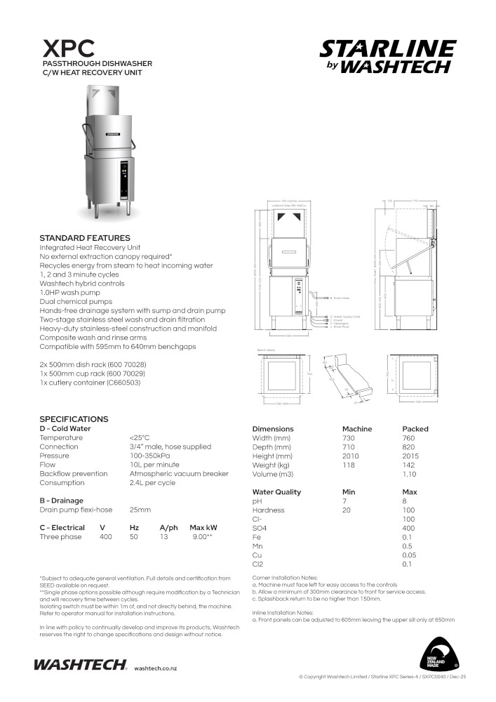 STARLINE XPC HOOD TYPE DISHWASHER WITH DRAIN PUMP - Image 2