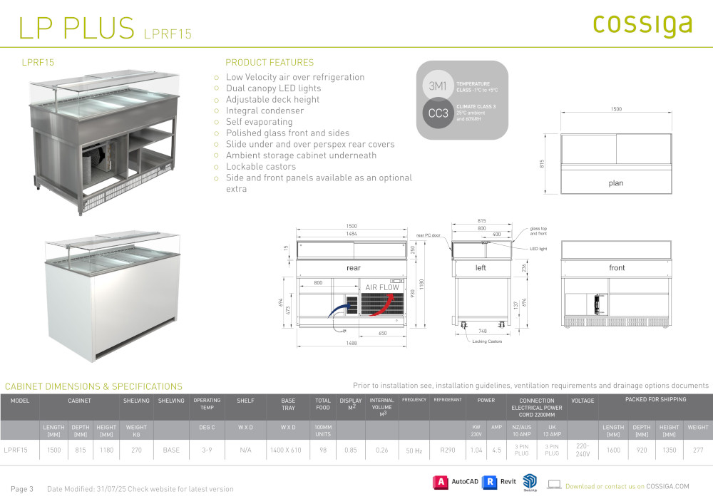 COSSIGA LPRF15 LP PLUS REFRIGERATED CABINET 1500MM - Image 3