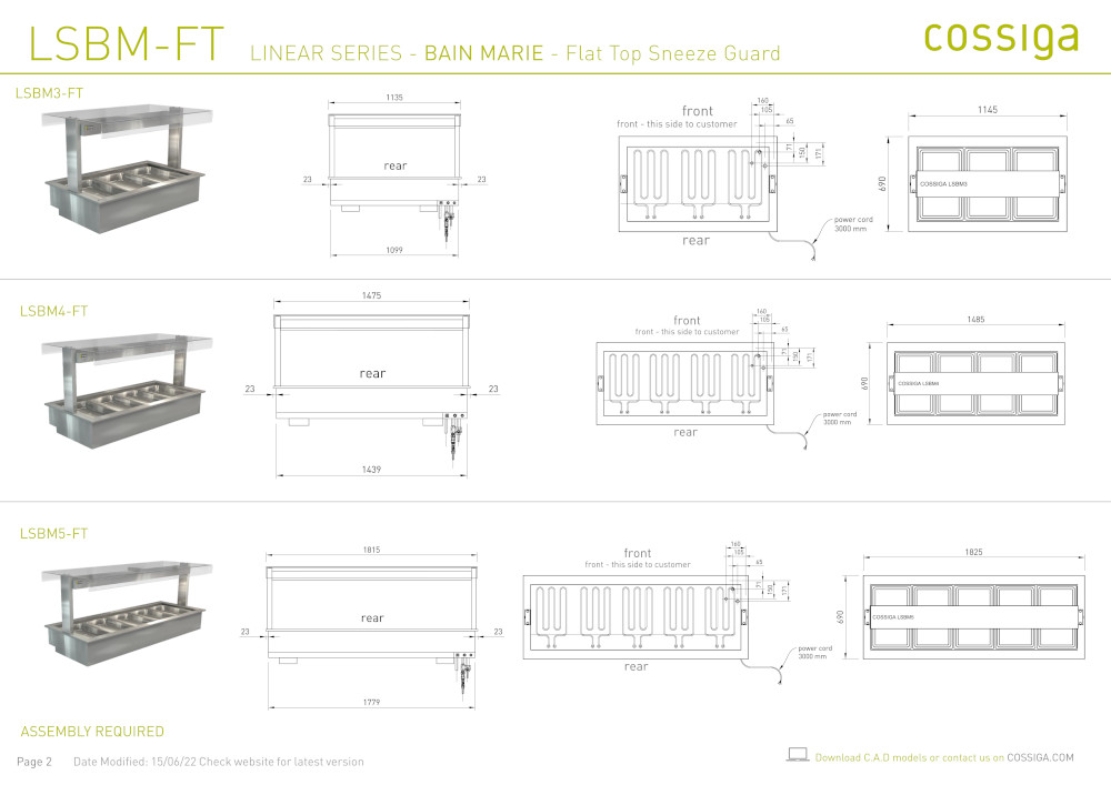 COSSIGA LSBM4 LINEAR BAIN MARIE 1485MM FLAT TOP - Image 3
