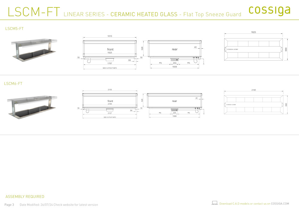 COSSIGA LSCM5 LINEAR CERAMIC HOT PLATE 1825MM FLAT TOP - Image 4
