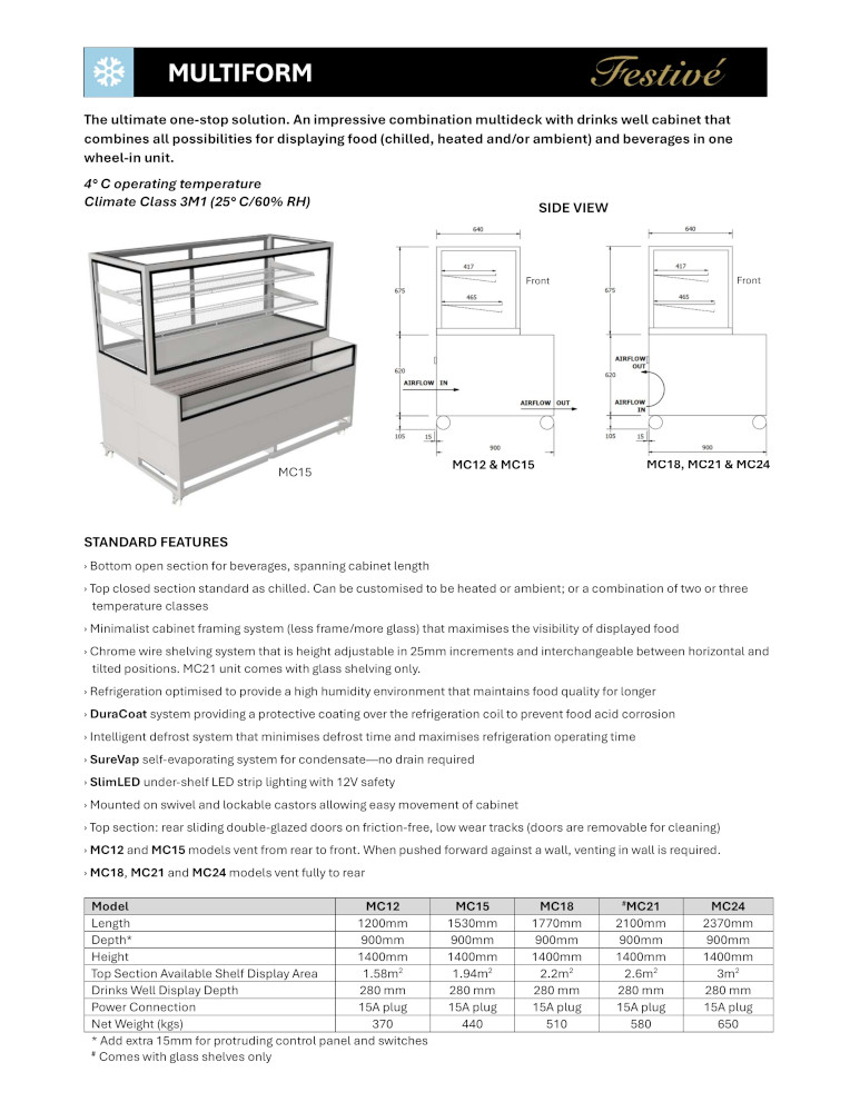 FESTIVE MULTIFORM MC21 COLD DISPLAY 2100MM 2 SHELVES - Image 4